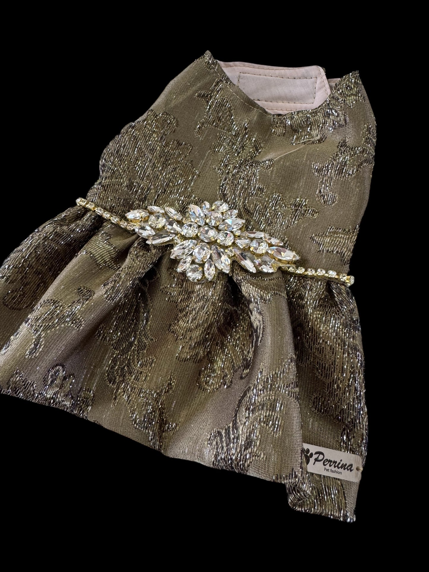 Vestido Olivo Pedrería