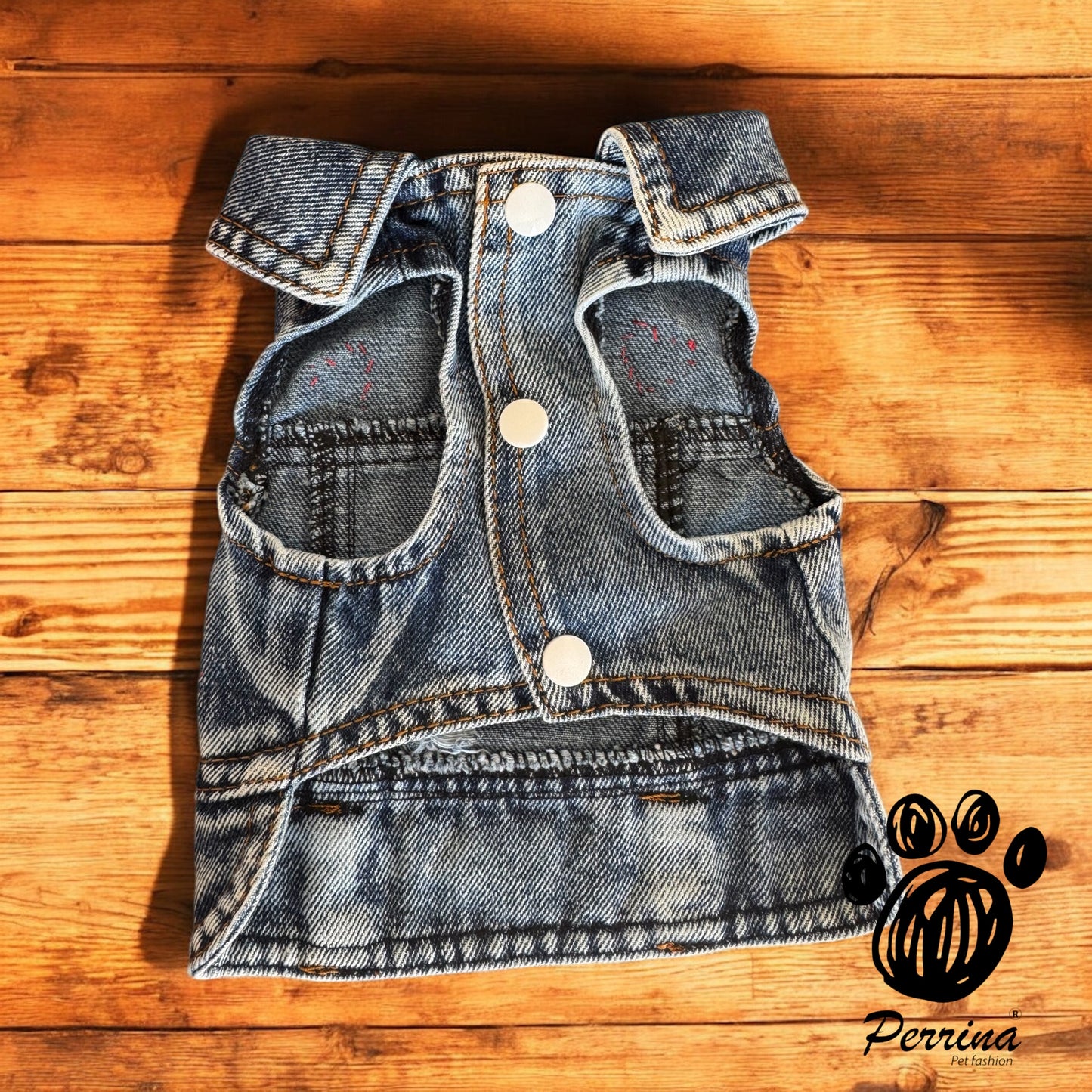 Chaleco Denim Corazones Rojo