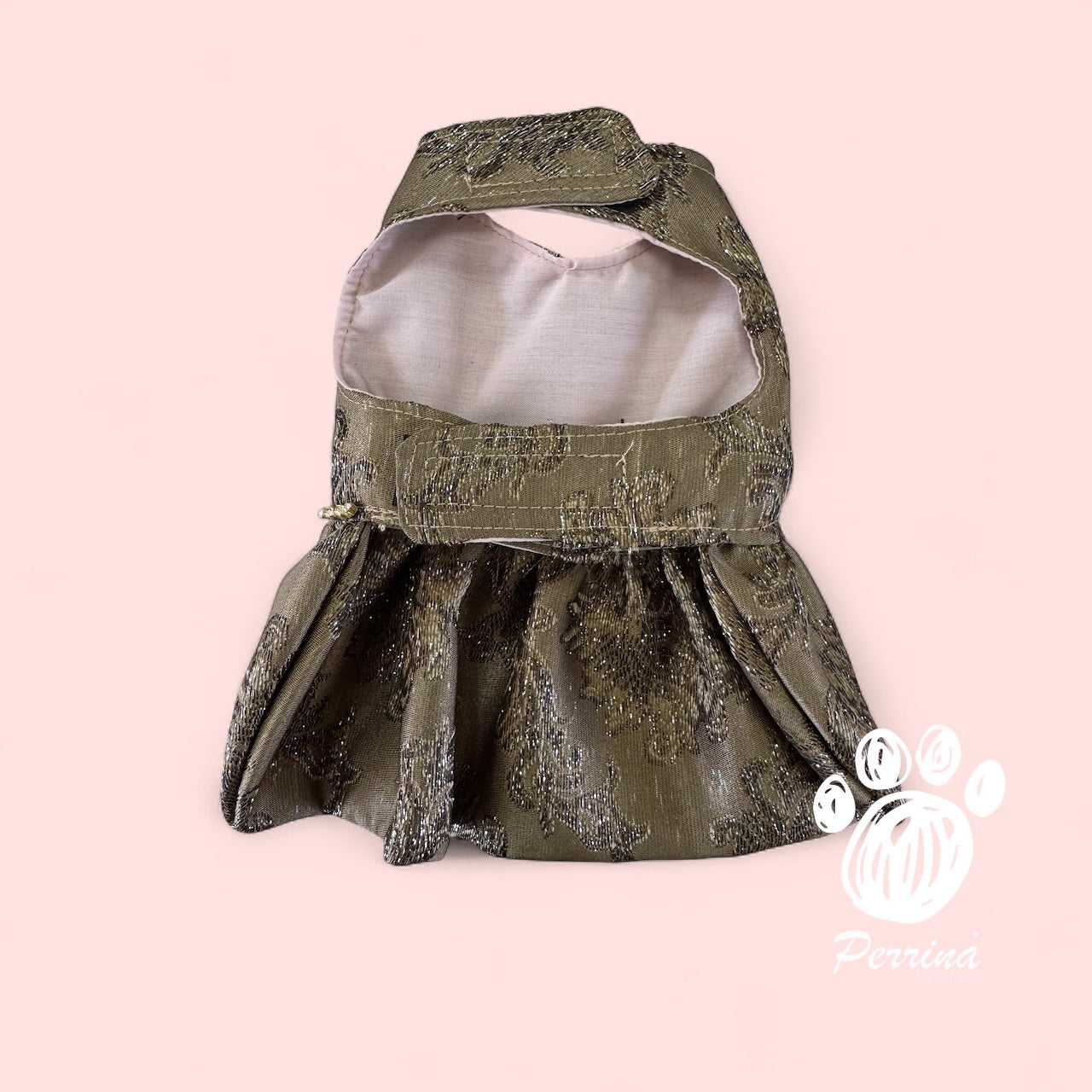 Vestido Elegante Flores Bordadas Olivo