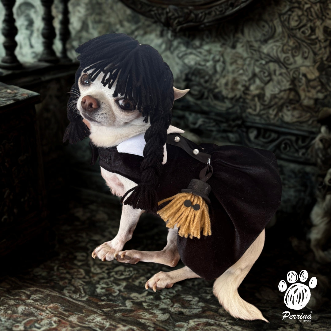 PERRINA DISFRAZ DE MERLINA PARA PERRO Y GATO TODAS LAS TALLAS