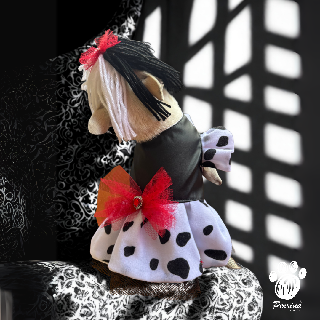 PERRINA DISFRAZ DE CRUELLA PARA PERRO Y GATO TODAS LAS TALLAS