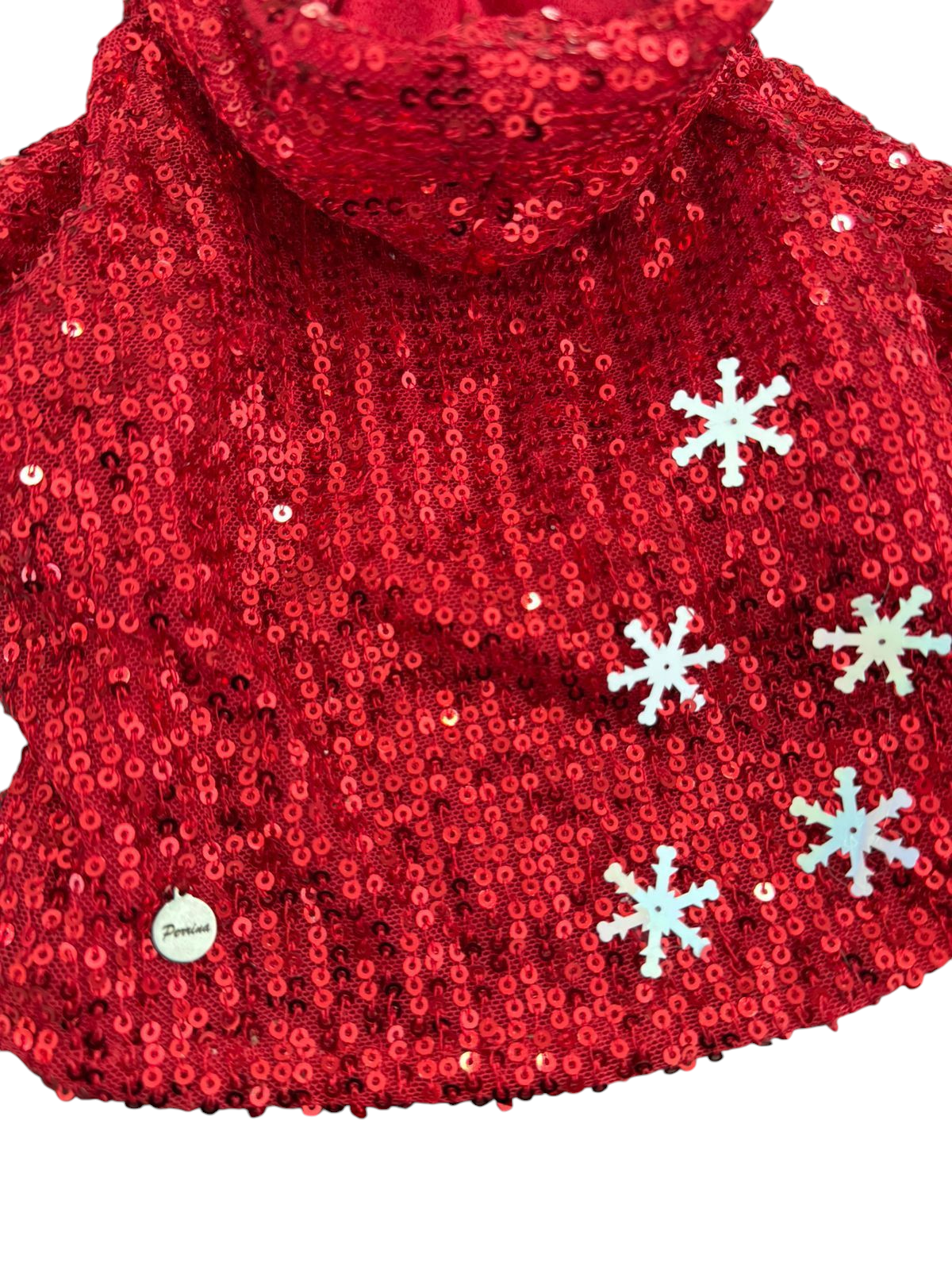 PERRINA hoodie navideña roja con copos de nieve y lentejuela para perros y gatos razas chicas medianas y grandes