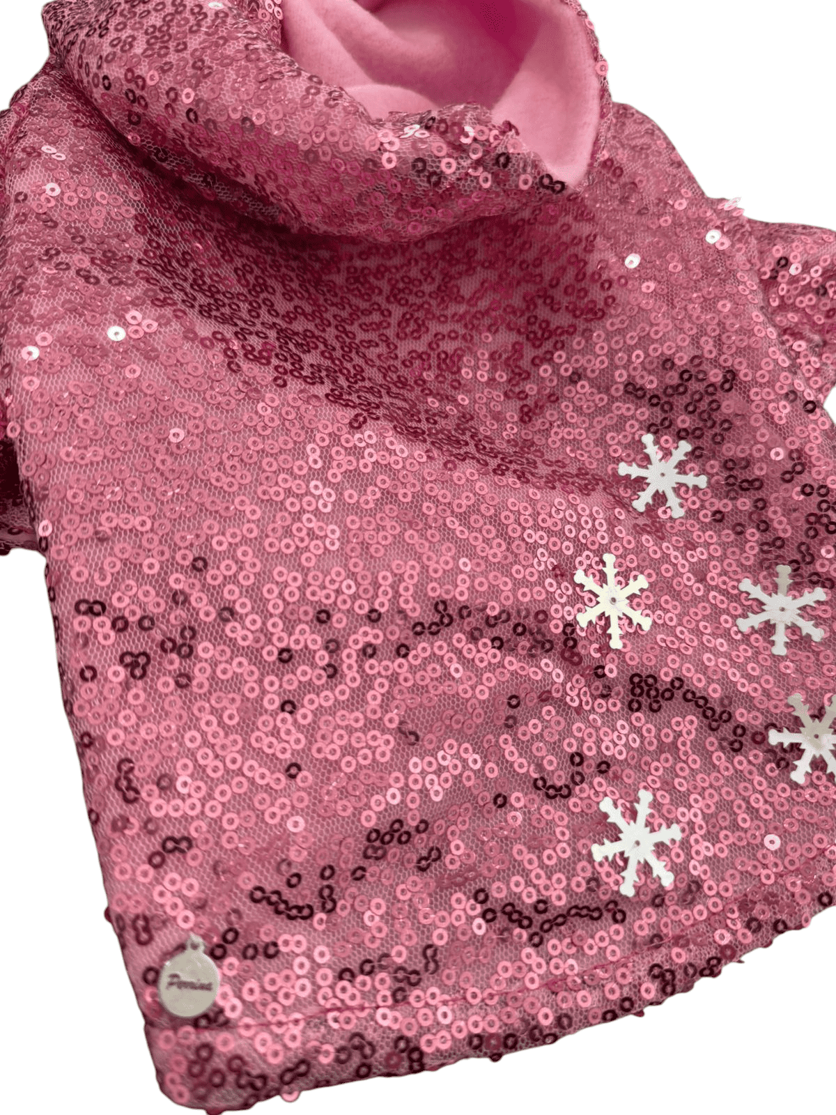 PERRINA hoodie rosa con copos de nieve y lentejuela para perros y gatos razas chicas medianas y grandes