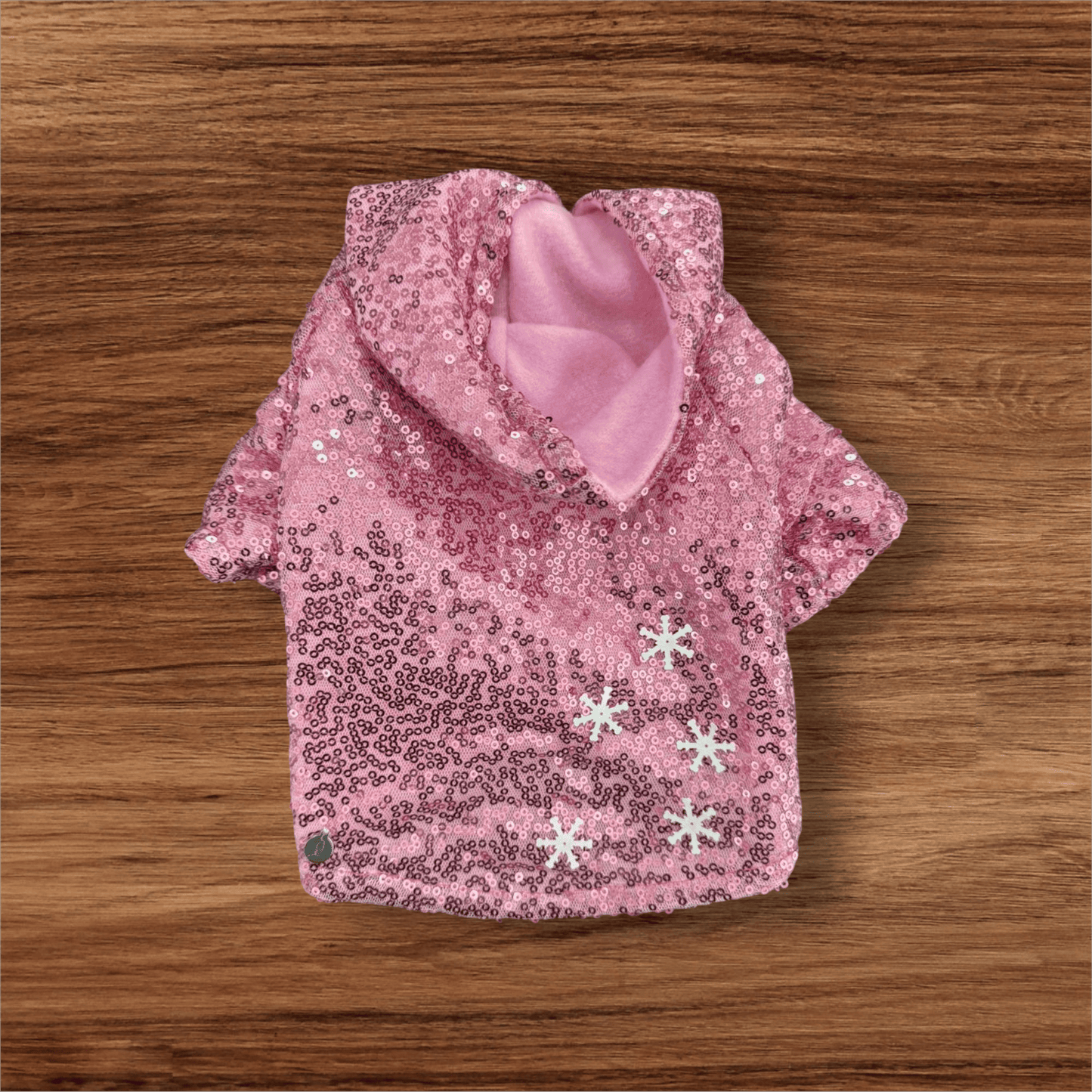 PERRINA hoodie rosa con copos de nieve y lentejuela para perros y gatos razas chicas medianas y grandes