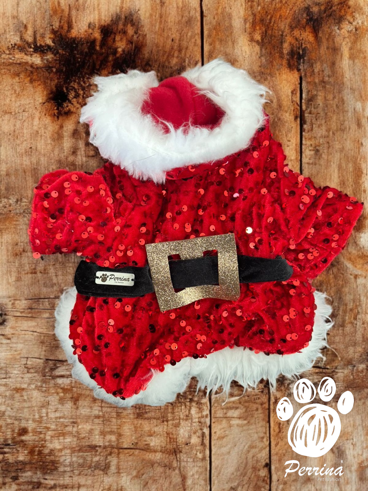 PERRINA capa de Santa Clous para navidad, Para perros y gatos razas chicas medianas y grandes