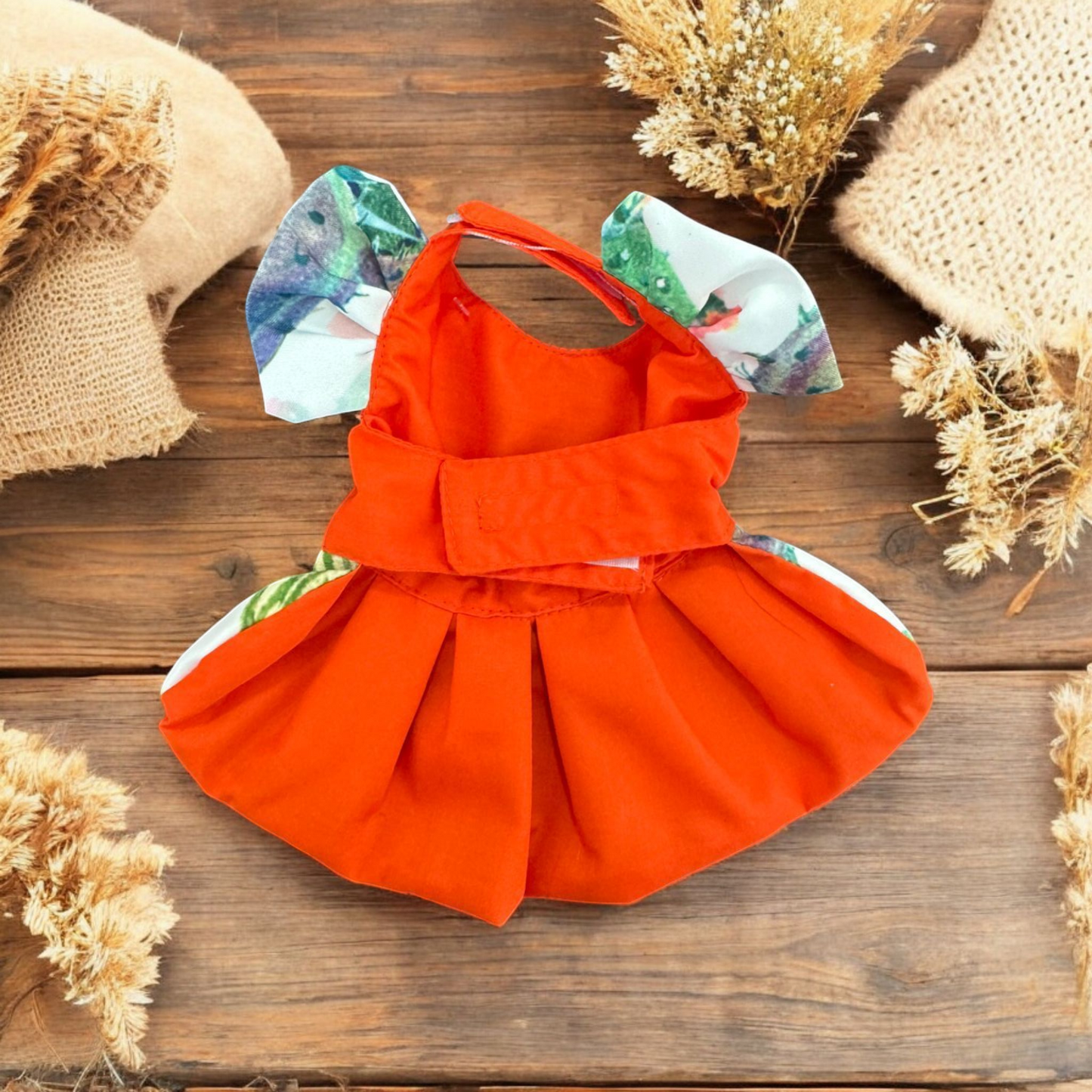 PERRINA vestido para Mascota con Estampado de cactus color naranja