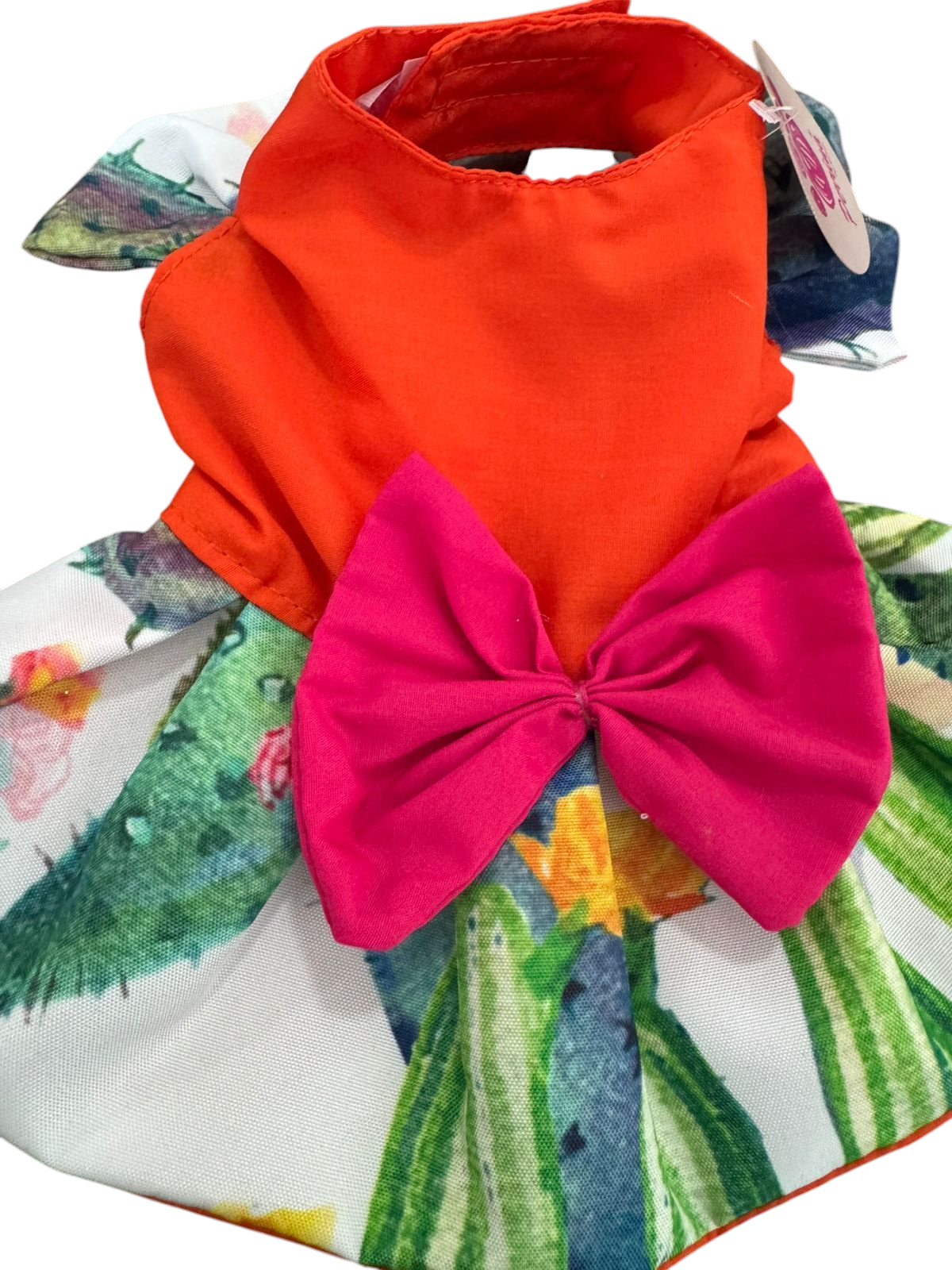 PERRINA vestido para Mascota con Estampado de cactus color naranja