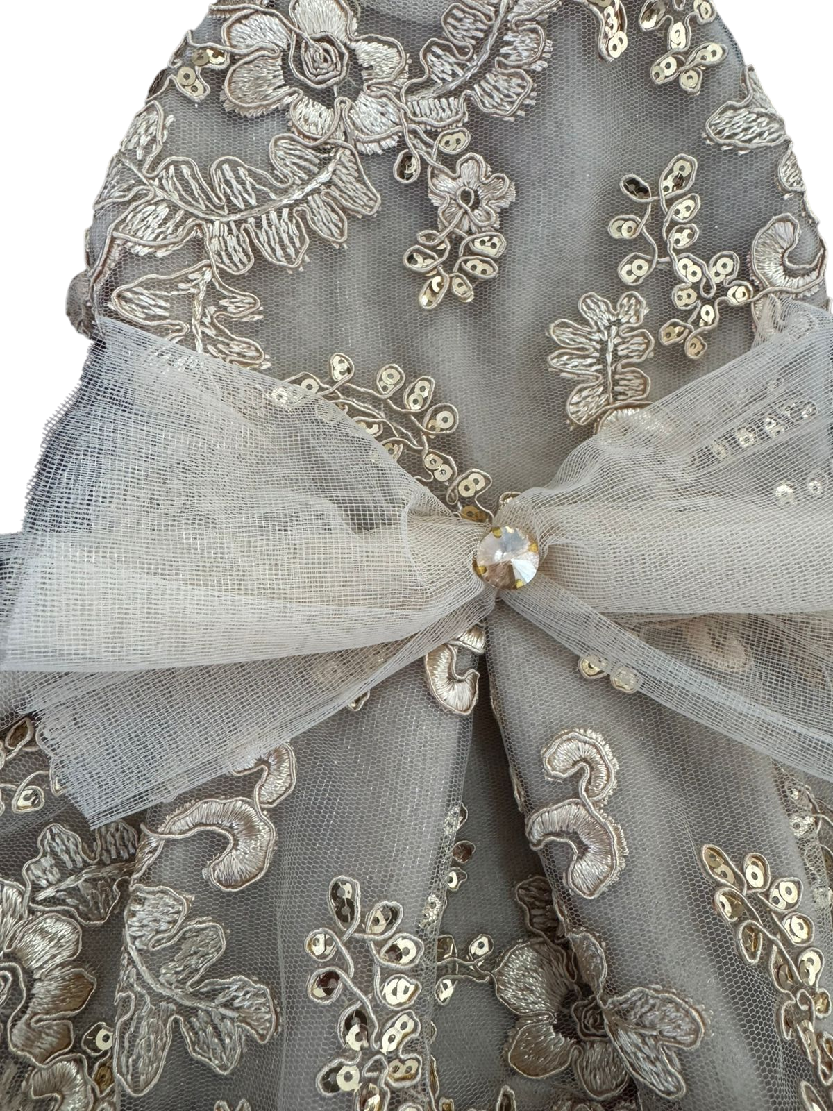 PERRINA vestido con detalles bordados y moño para perros y gatos razas chicas medianas y grandes