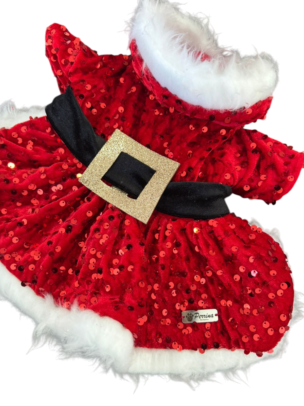 PERRINA vestido de Santa Clous con lentejuela para, perros y gatos razas chicas medianas y grandes