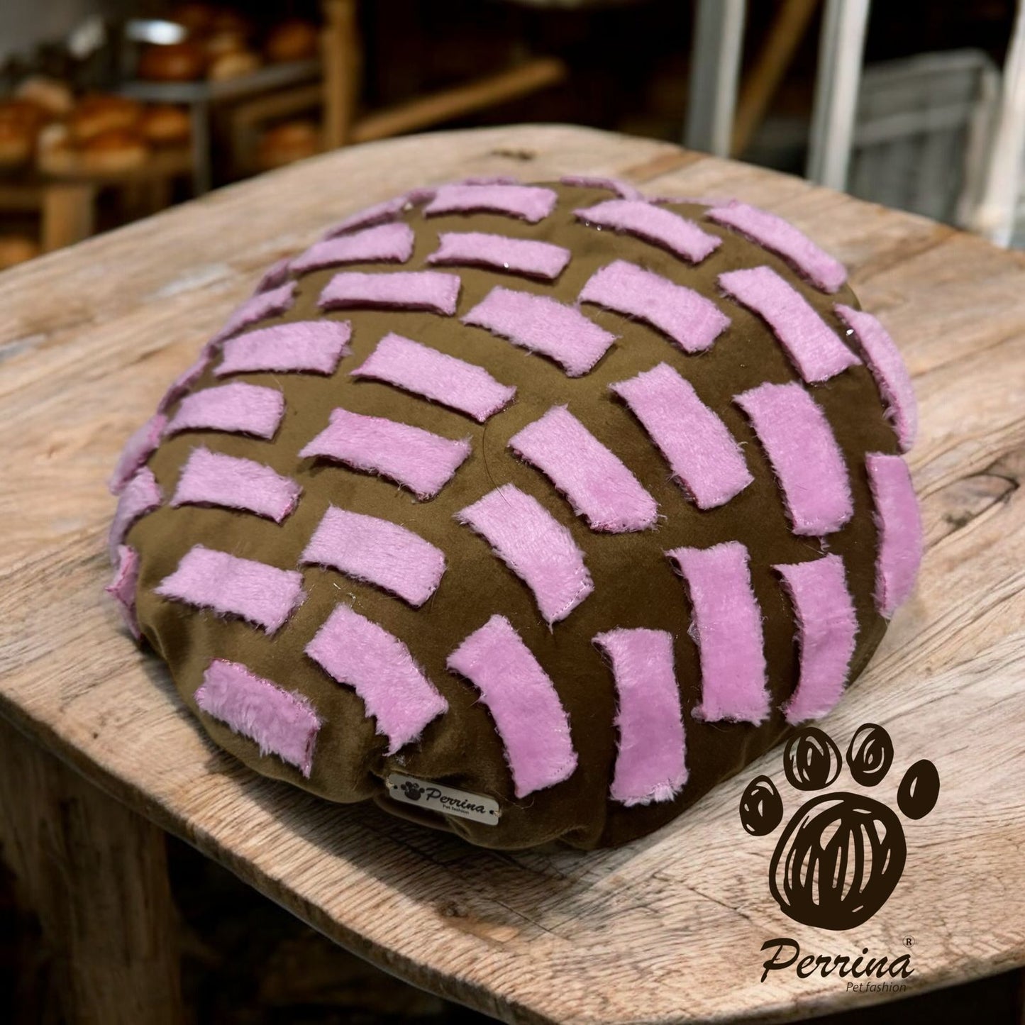 PERRINA cama Para perros en forma de Concha para perros y gatos, razas chicas medianas y grandes, chocolate vainilla y fresa