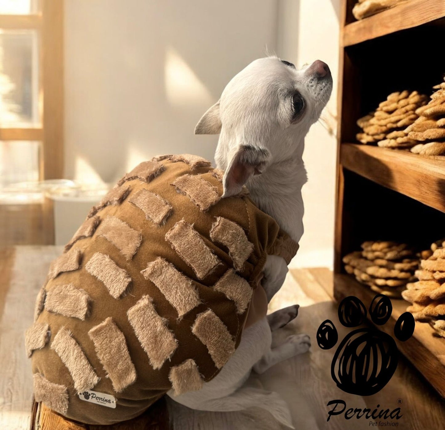 PERRINA disfraz de pan, Concha de chocolate, vainilla, fresa, para perros y gatos razas chicas medianas y grandes