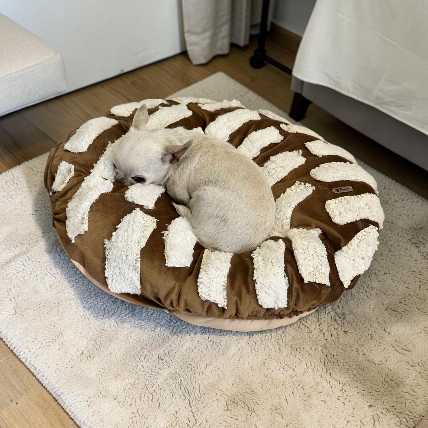 PERRINA cama Para perros en forma de Concha para perros y gatos, razas chicas medianas y grandes, chocolate vainilla y fresa