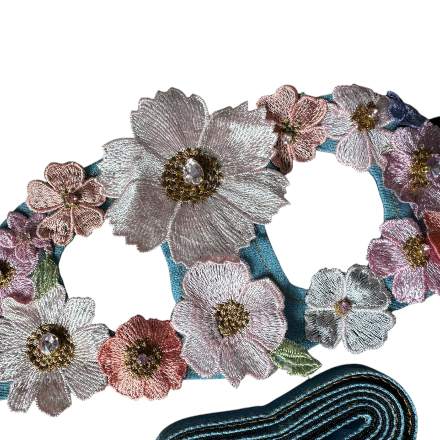 PERRINA arnés de flores denim para perros, cómoda y segura
