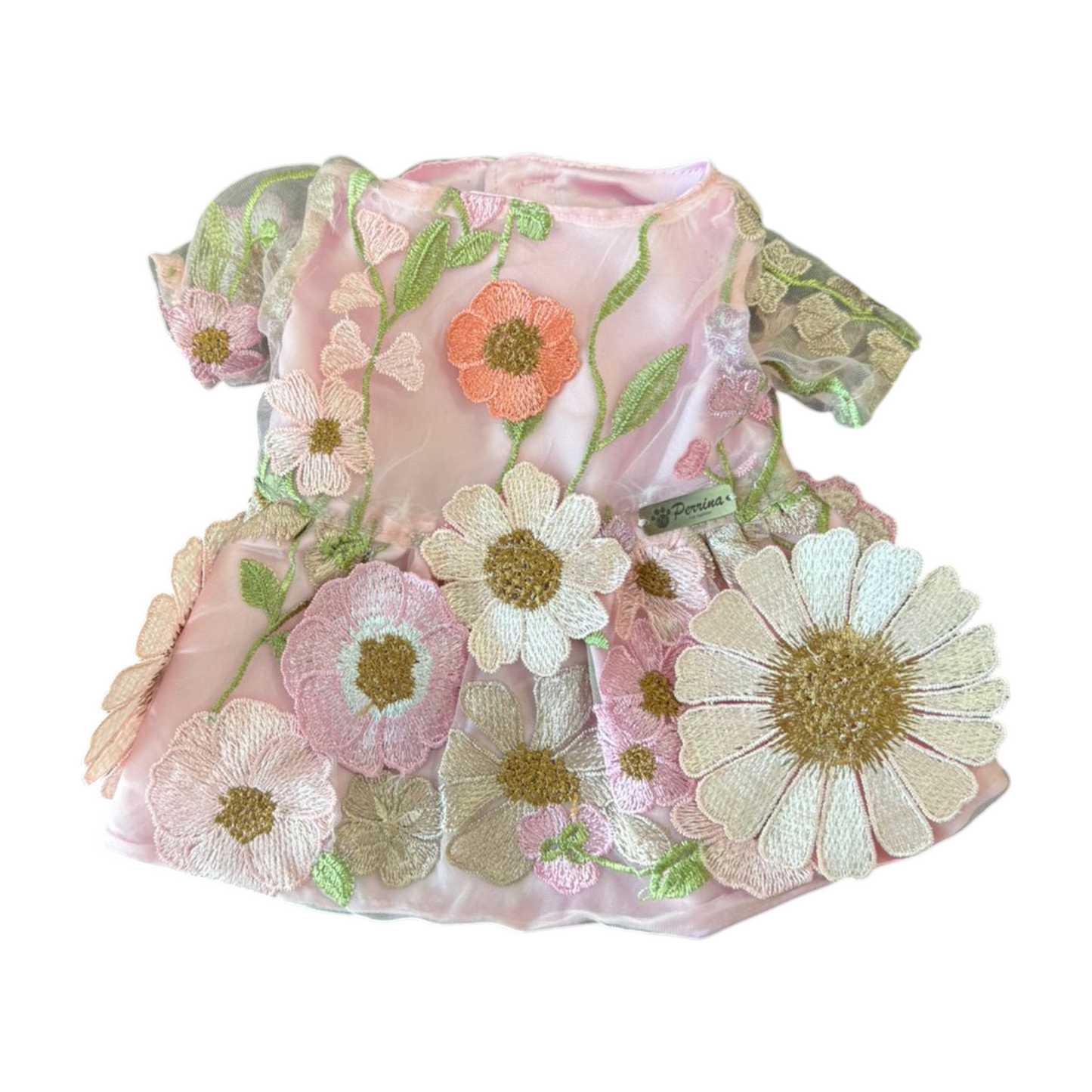 PERRINA vestido rosa floral para perros y gatos, razas chicas medianas y grandes