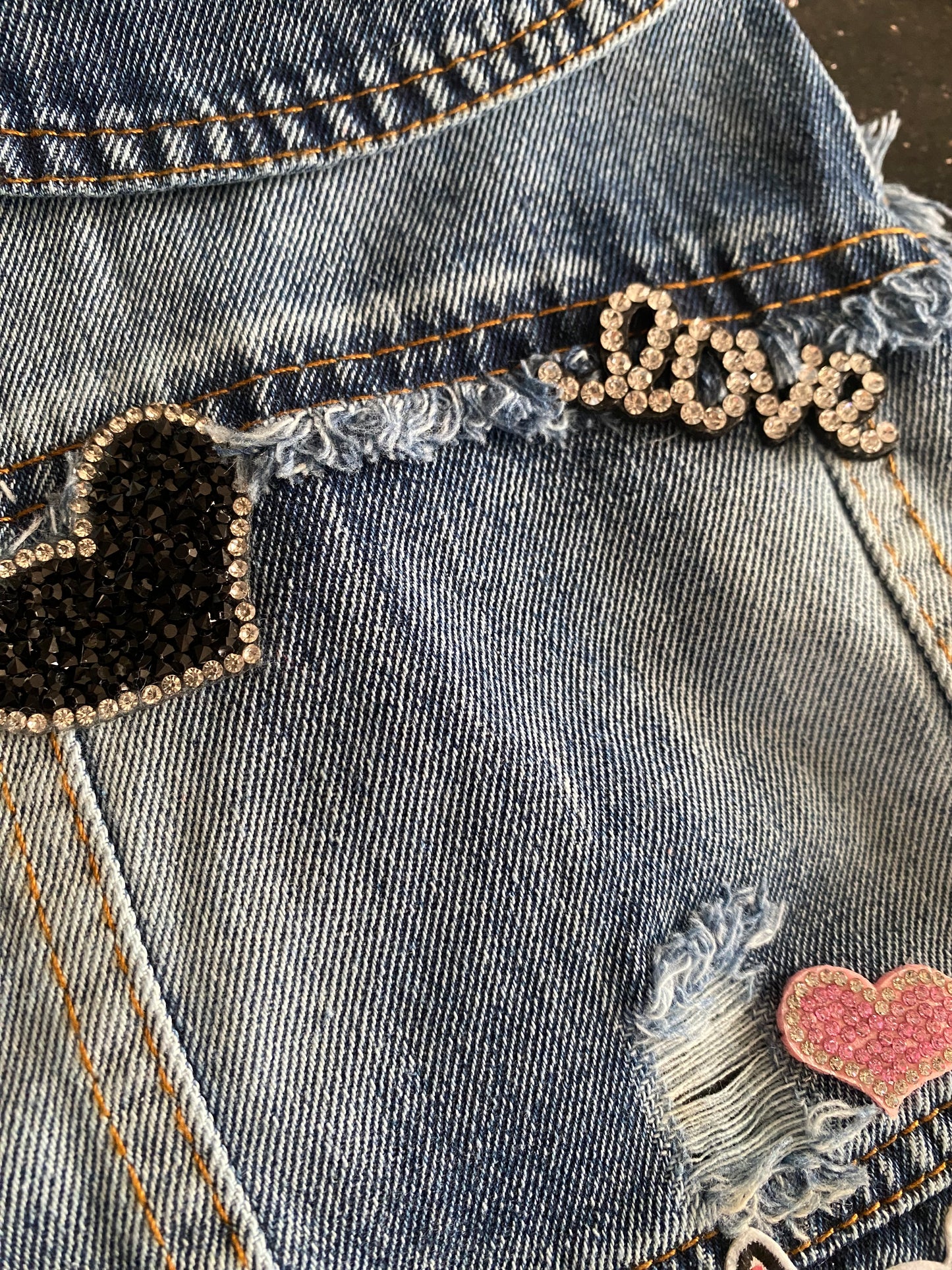 Chaleco Denim Deco Love Rosa