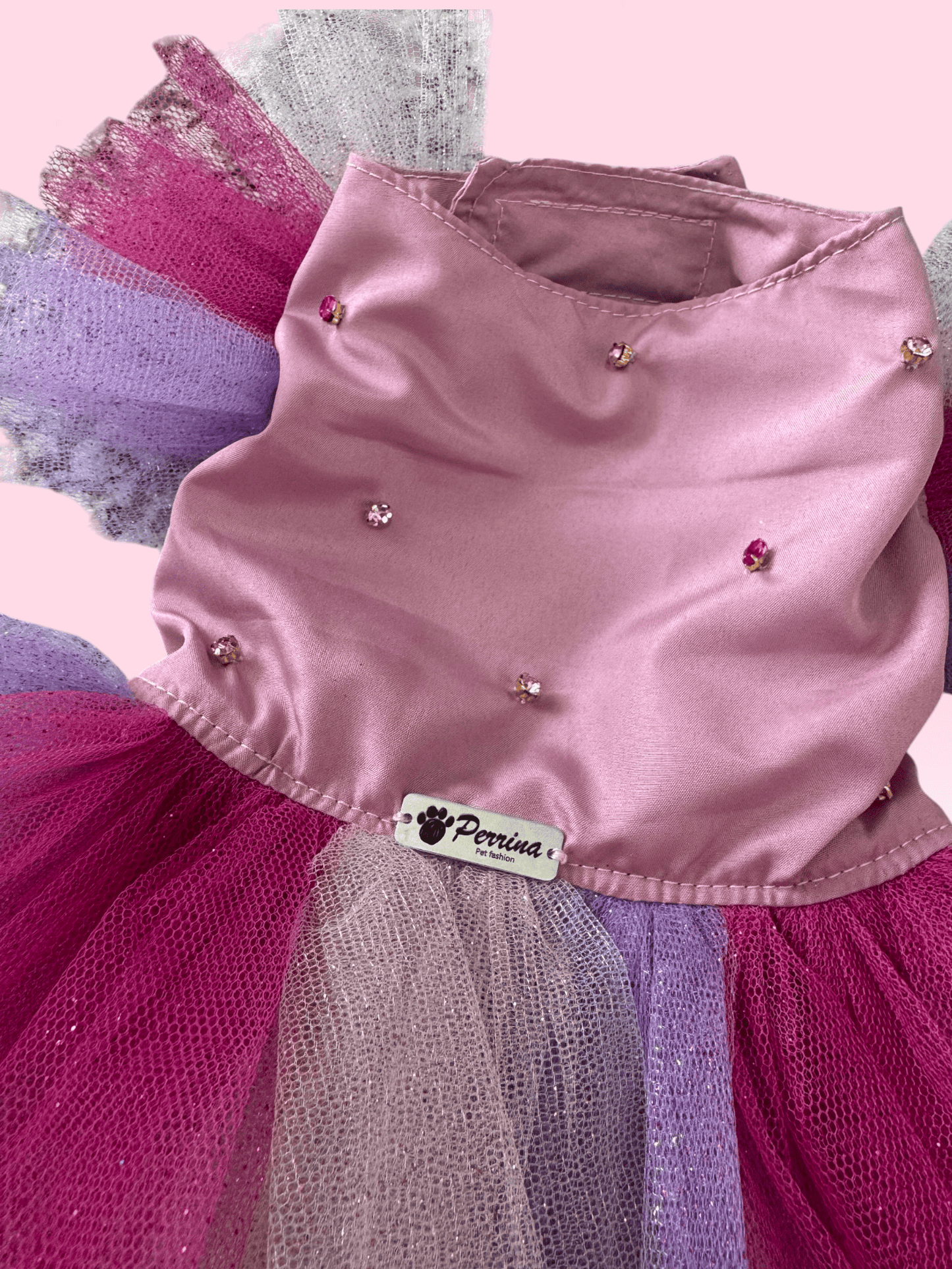 PERRINA vestido con Tul multicolor para mascotas, perros y gatos razas chicas medianas y grandes