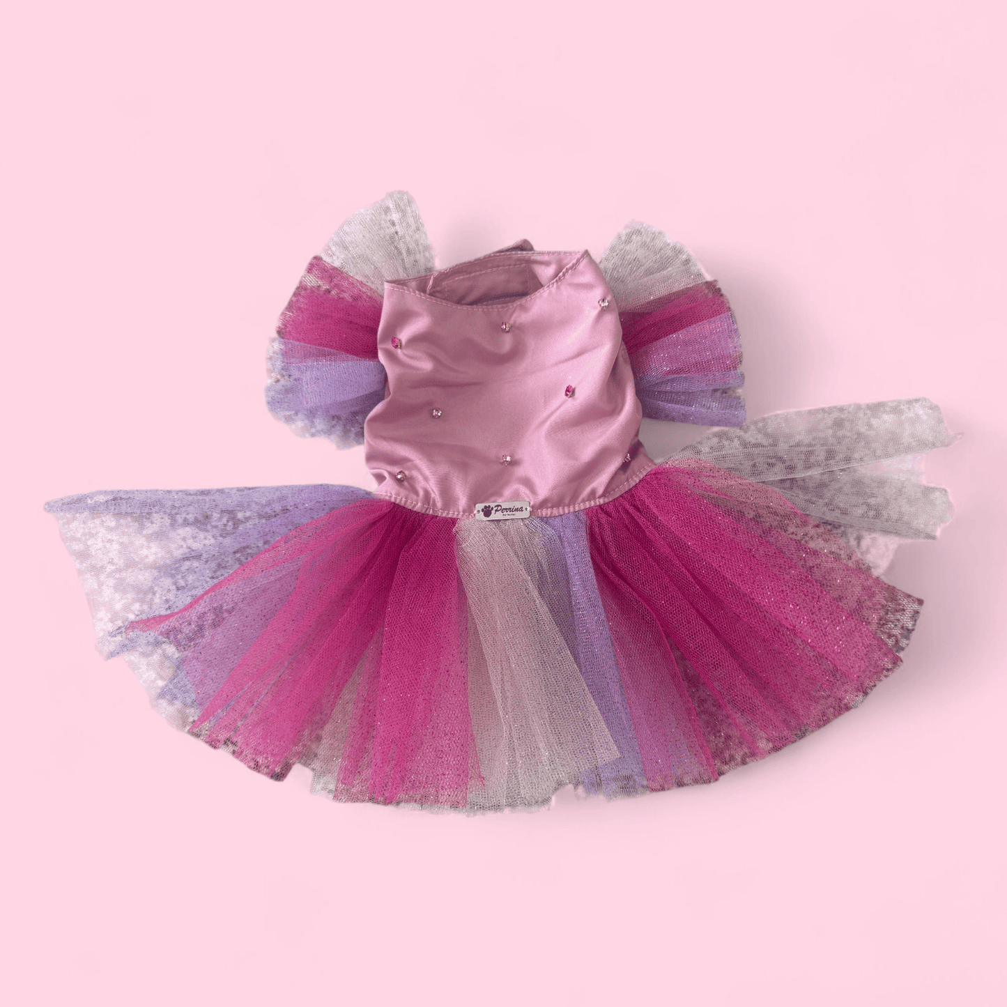 PERRINA vestido con Tul multicolor para mascotas, perros y gatos razas chicas medianas y grandes