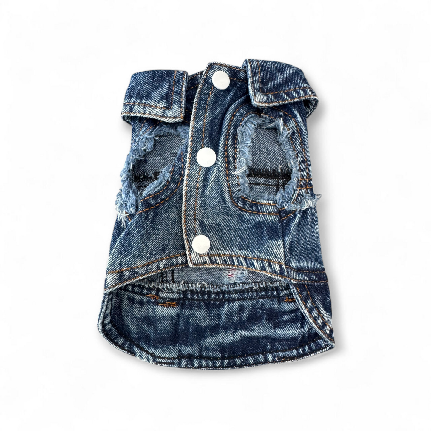 PERRINA chaleco denim con flores y pequeños destellos para perros y gatos razas chicas medianas y grandes