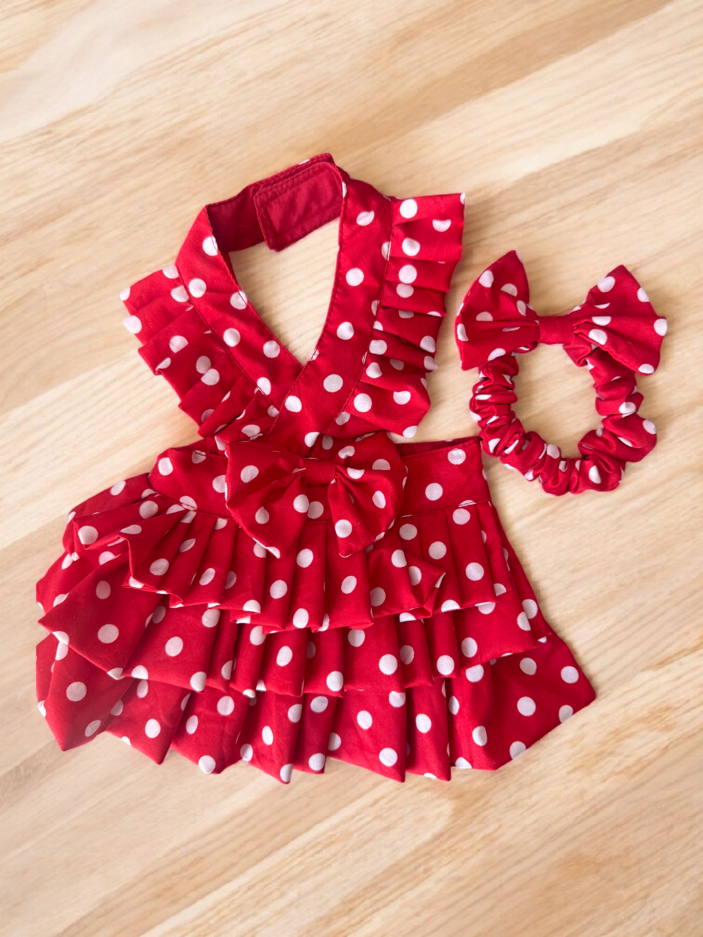 PERRINA vestido rojo con lunares para perros y gatos, razas chicas medianas y grandes
