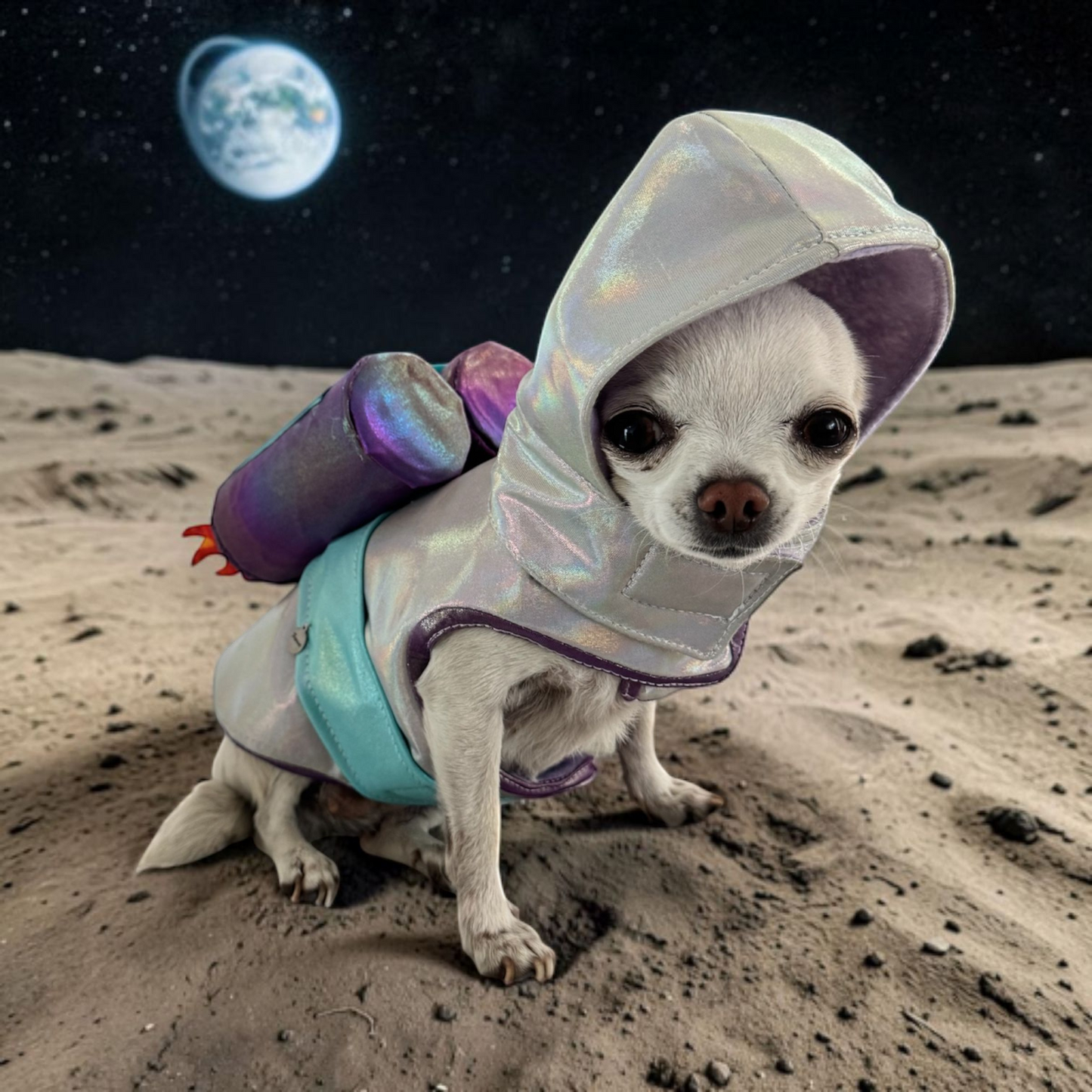PERRINA disfraz de astronauta con cohetes para perros y gatos razas chicas medianas y grandes