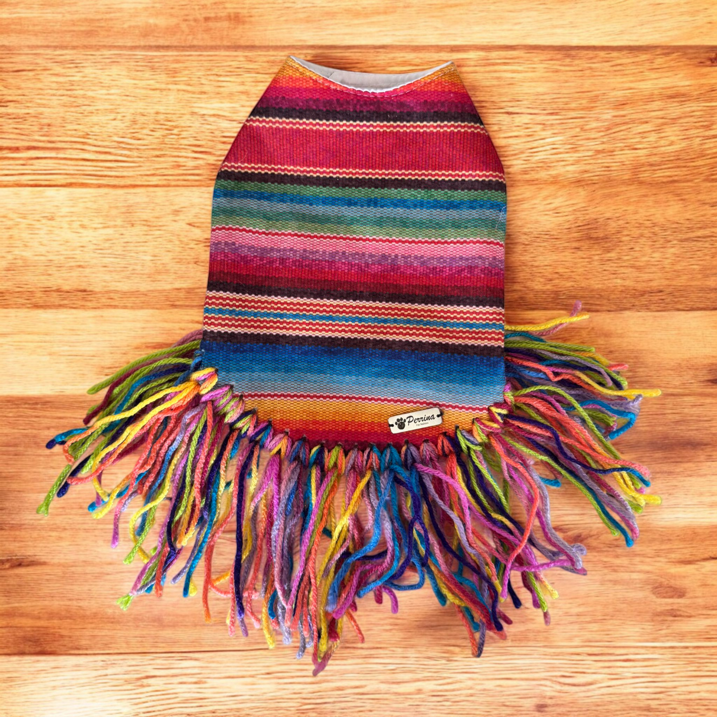 PERRINA zarape con flecos, para mascotas, perros y gatos razas chicas medianas y grandes