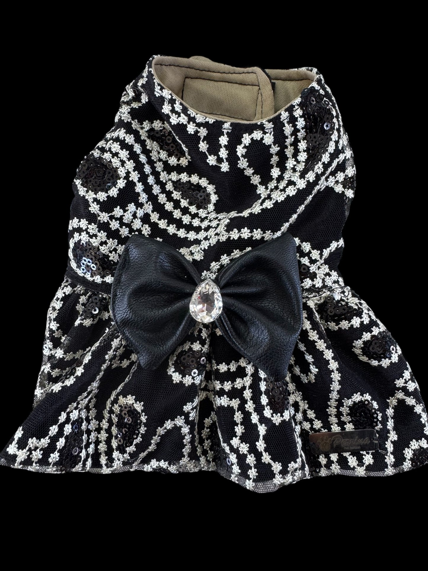 PERRINA vestido bicolor con moño para perros y gatos razas chicas medianas y grandes