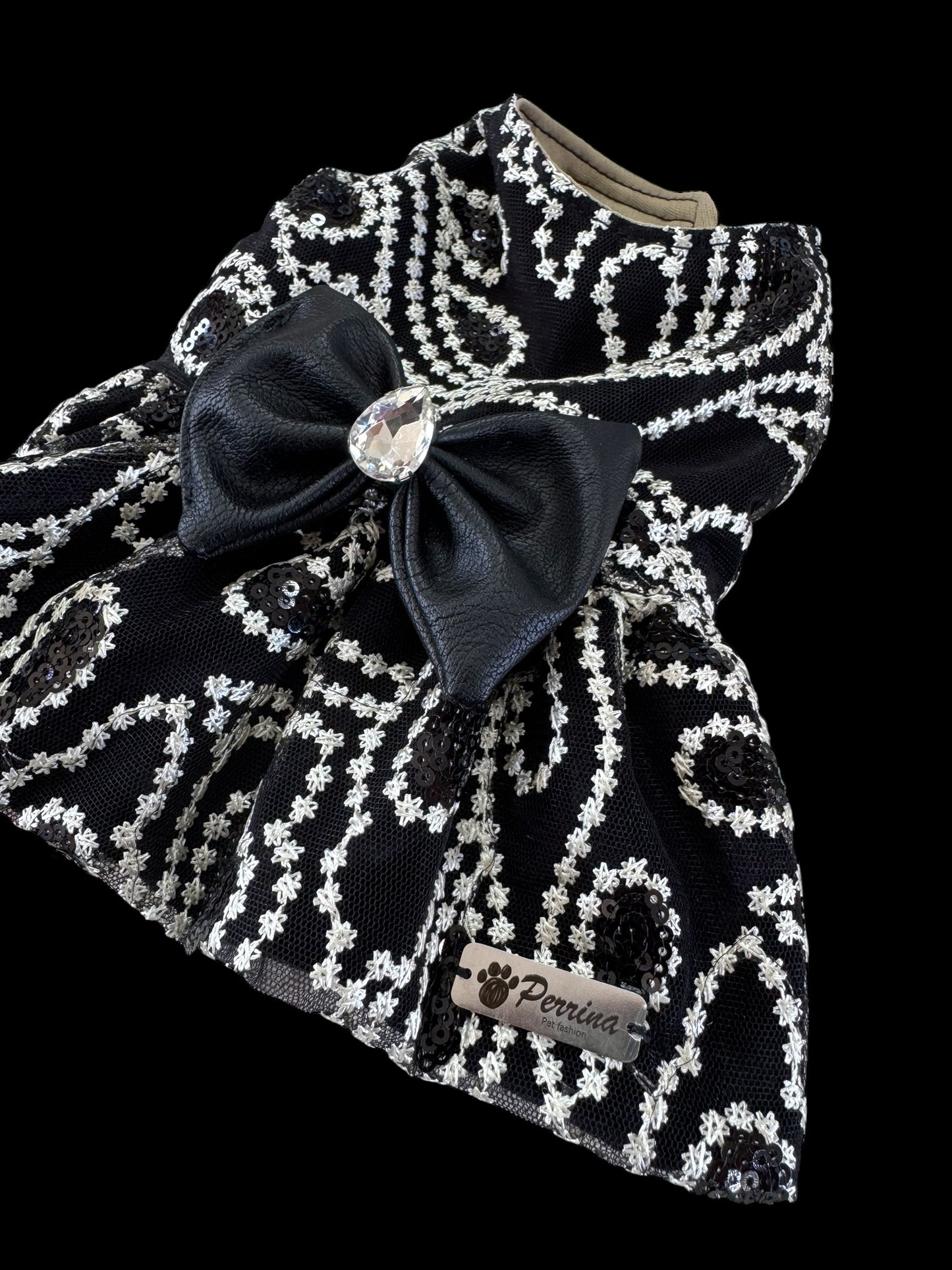 PERRINA vestido bicolor con moño para perros y gatos razas chicas medianas y grandes