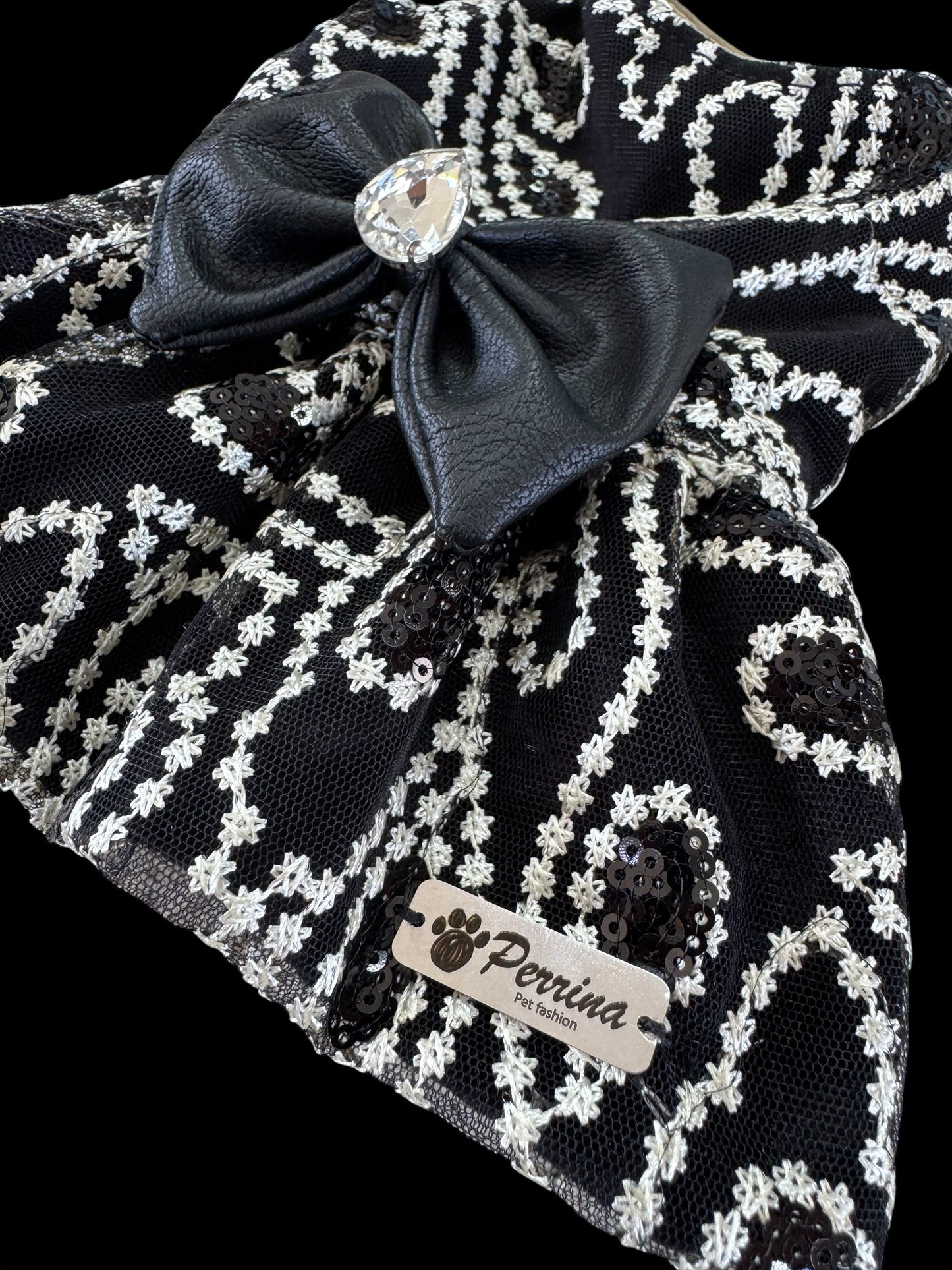 PERRINA vestido bicolor con moño para perros y gatos razas chicas medianas y grandes